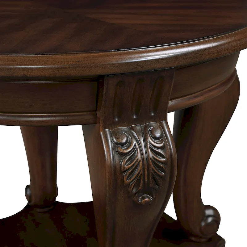 Table d'appoint ronde rétro 22, table d'appoint de canapé en bois massif avec étagère, table de coin de salon facile à assembler