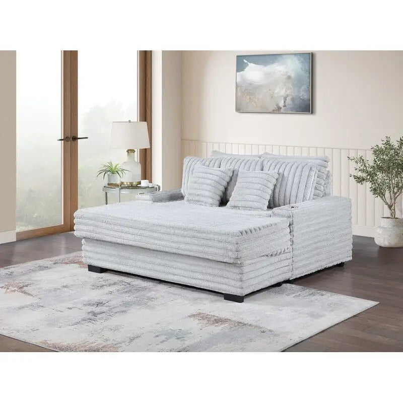 Canapé d'angle surdimensionné en velours côtelé 67W avec porte-gobelets et port de chargement USB