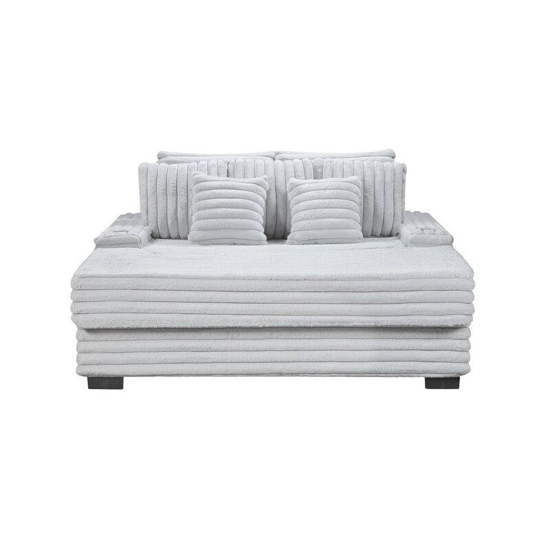 Canapé d'angle surdimensionné en velours côtelé 67W avec porte-gobelets et port de chargement USB
