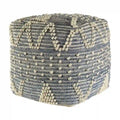 Pouf ottoman géométrique bleu pour salon ou chambre à coucher