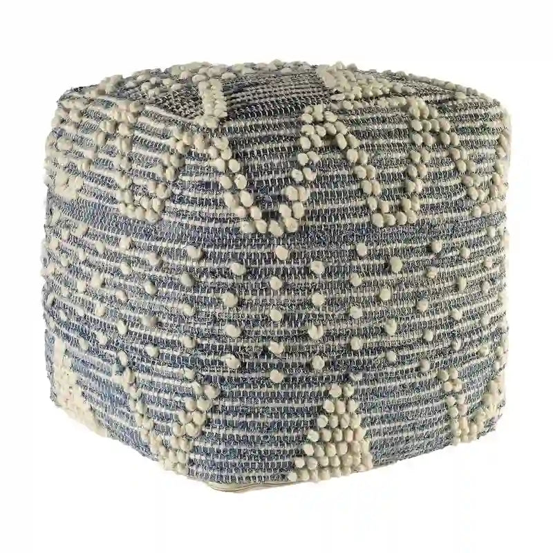 Pouf ottoman géométrique bleu pour salon ou chambre à coucher