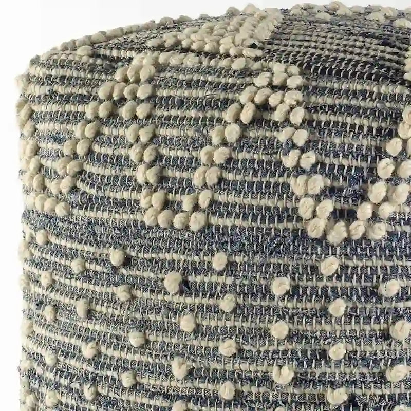 Pouf ottoman géométrique bleu pour salon ou chambre à coucher