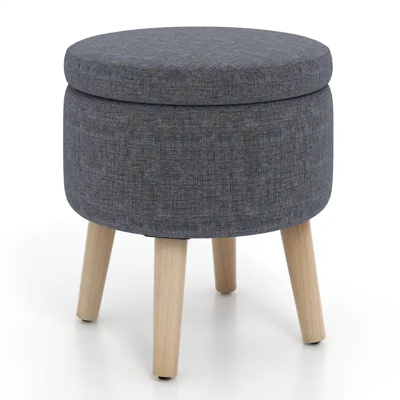 Ottoman de rangement rond avec plateau