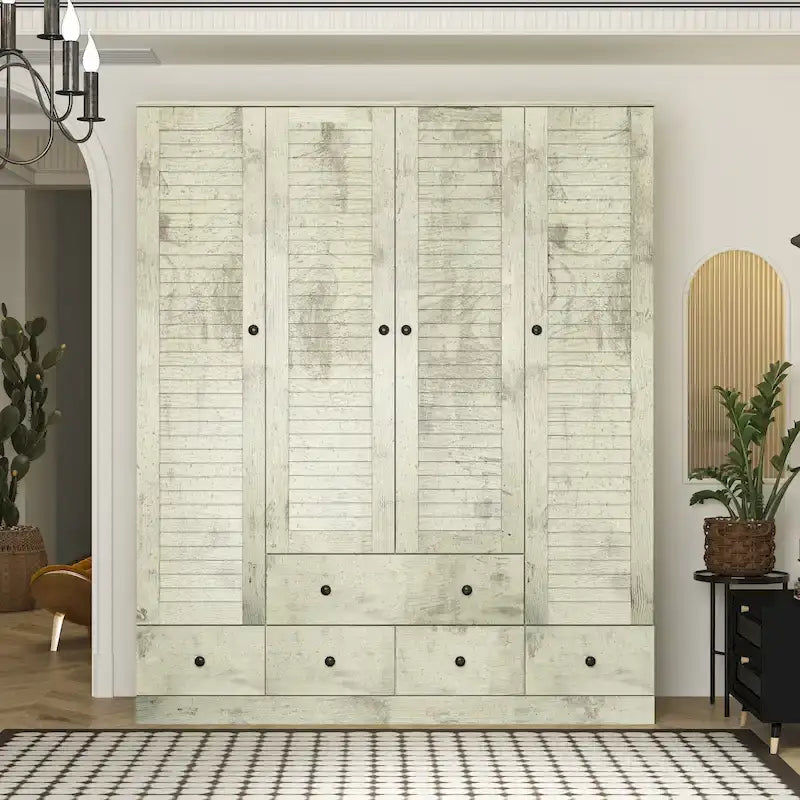 Armoire-penderie autoportante 59 po de large, grand format, blanche