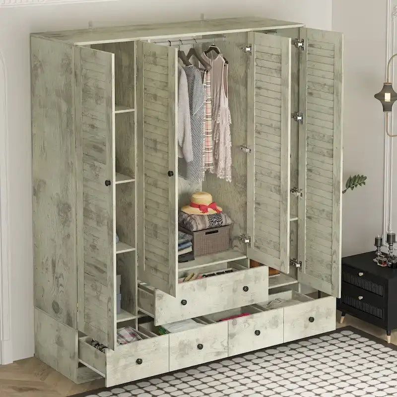 Armoire-penderie autoportante 59 po de large, grand format, blanche