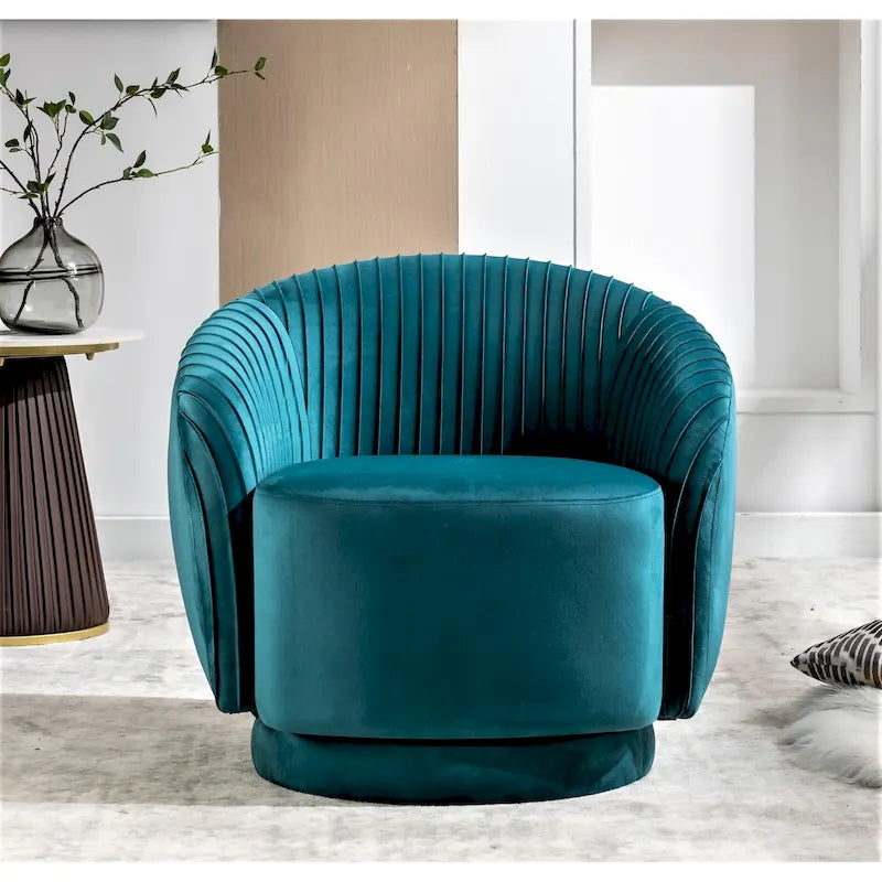 Petit fauteuil tonneau pivotant en velours Milvo