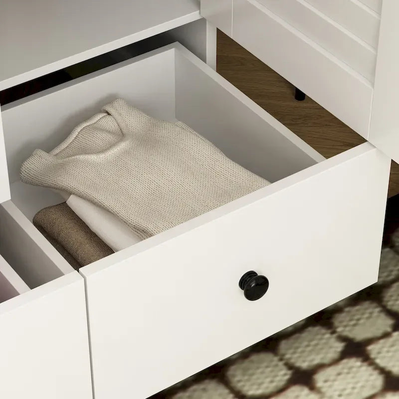 Armoire-penderie autoportante 59 po de large, grand format, blanche