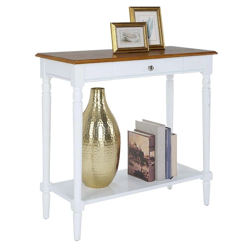 Table d'entrée de style campagnard français avec 1 tiroir et une étagère