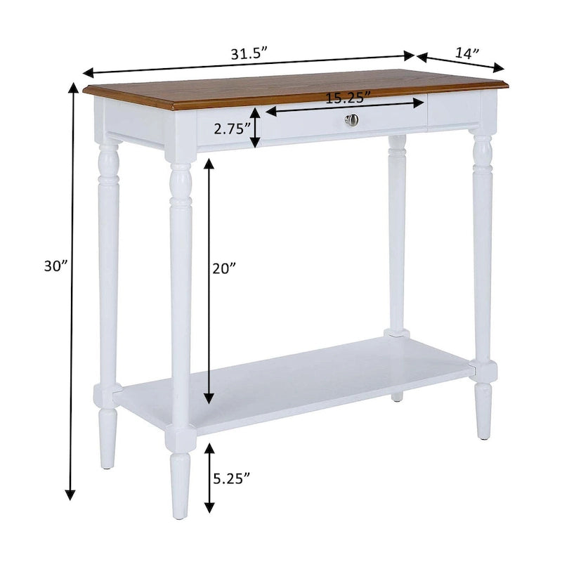 Table d'entrée de style campagnard français avec 1 tiroir et une étagère