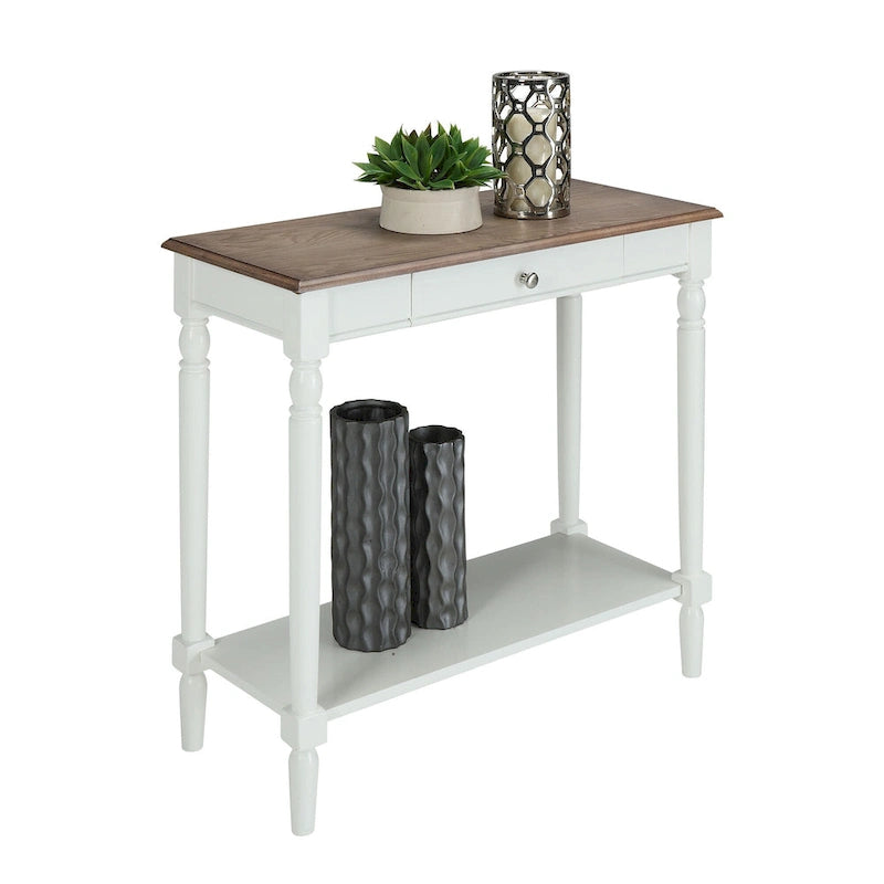 Table d'entrée de style campagnard français avec 1 tiroir et une étagère