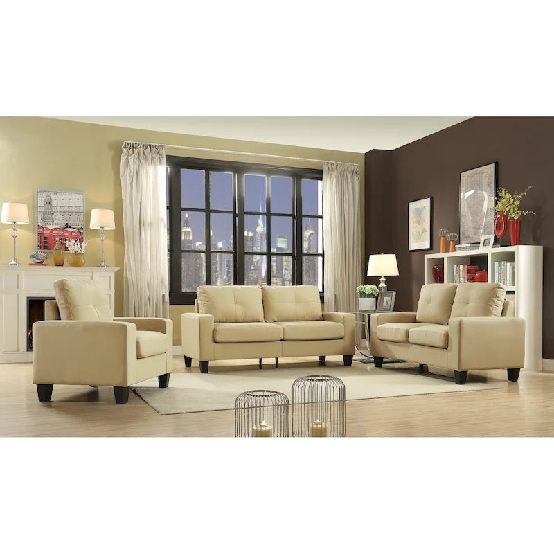 Canapé droit en similicuir à accoudoirs évasés de 58 po de large – 32L x 58W x 36H