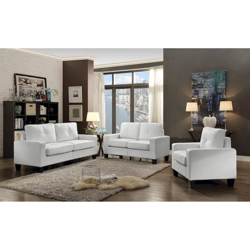 Canapé droit en similicuir à accoudoirs évasés de 58 po de large – 32L x 58W x 36H