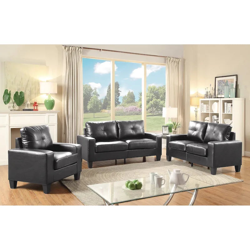 Canapé droit en similicuir à accoudoirs évasés de 58 po de large – 32L x 58W x 36H