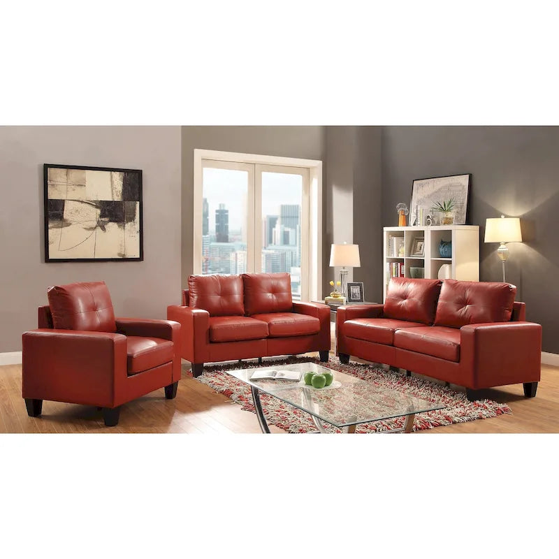 Canapé droit en similicuir à accoudoirs évasés de 58 po de large – 32L x 58W x 36H