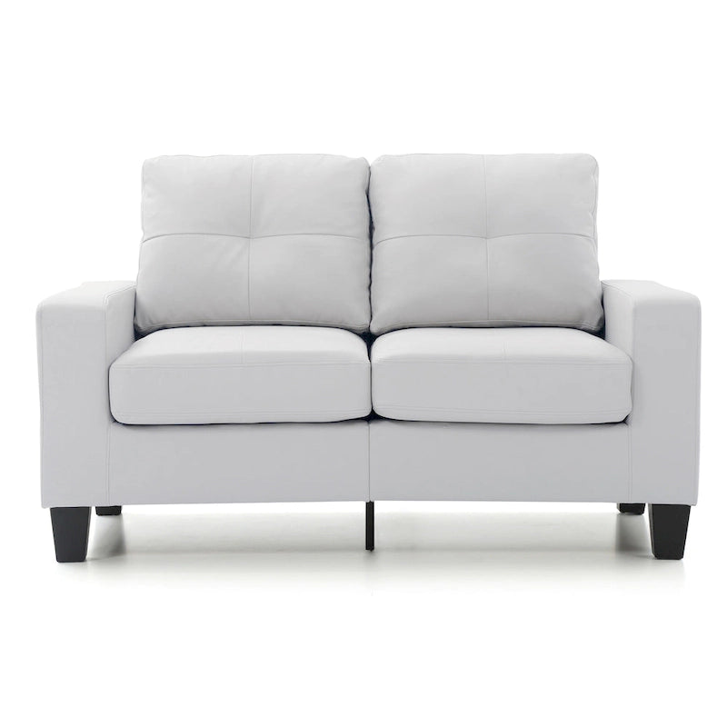 Canapé droit en similicuir à accoudoirs évasés de 58 po de large – 32L x 58W x 36H