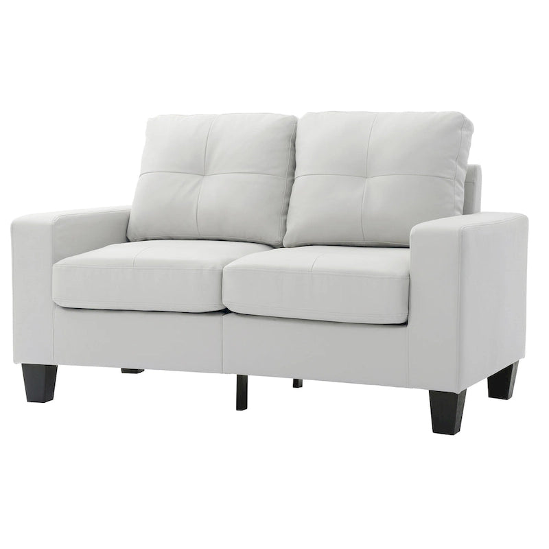 Canapé droit en similicuir à accoudoirs évasés de 58 po de large – 32L x 58W x 36H