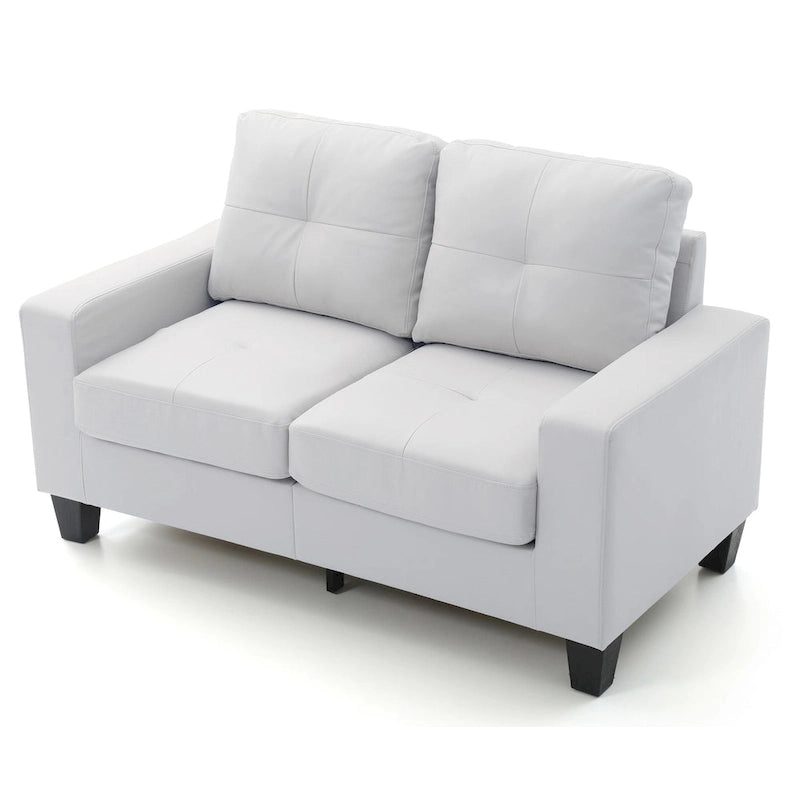 Canapé droit en similicuir à accoudoirs évasés de 58 po de large – 32L x 58W x 36H