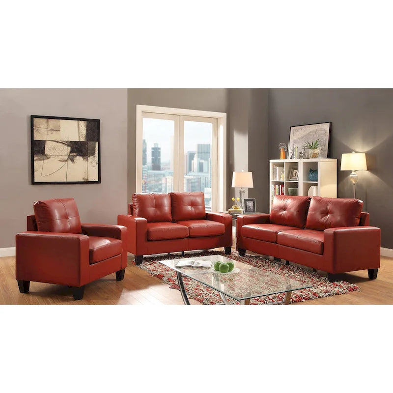 Canapé droit en similicuir à accoudoirs évasés de 58 po de large – 32L x 58W x 36H