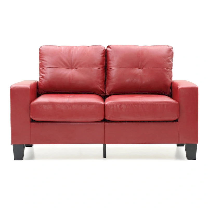 Canapé droit en similicuir à accoudoirs évasés de 58 po de large – 32L x 58W x 36H