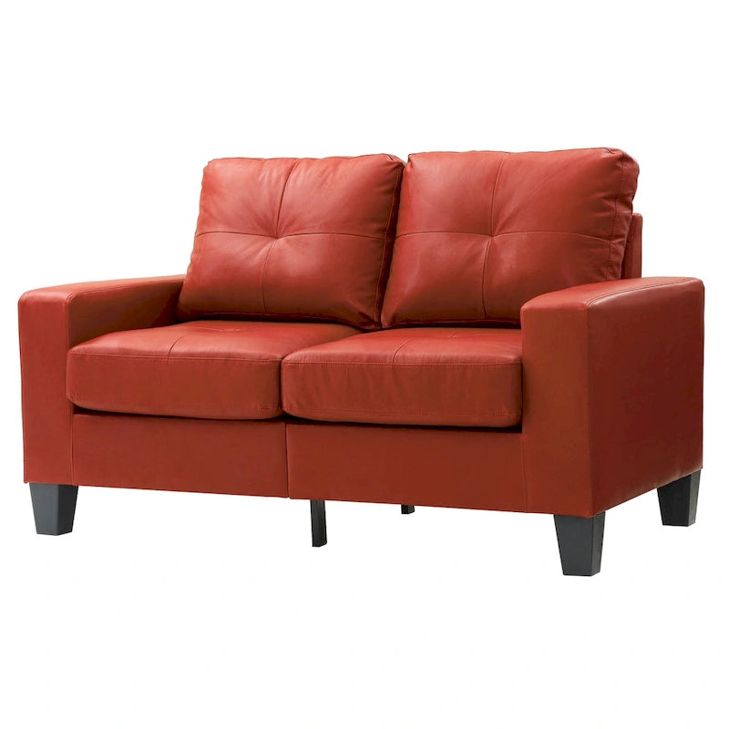 Canapé droit en similicuir à accoudoirs évasés de 58 po de large – 32L x 58W x 36H