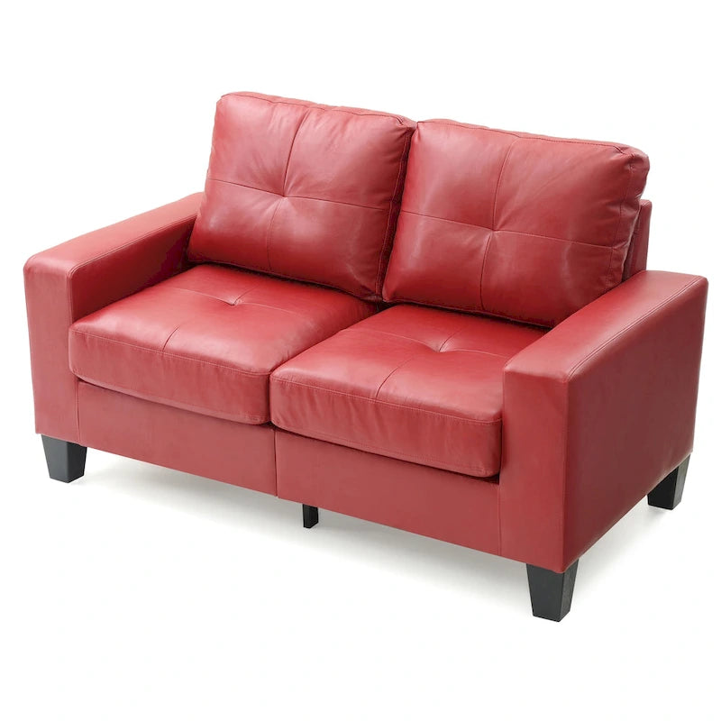 Canapé droit en similicuir à accoudoirs évasés de 58 po de large – 32L x 58W x 36H