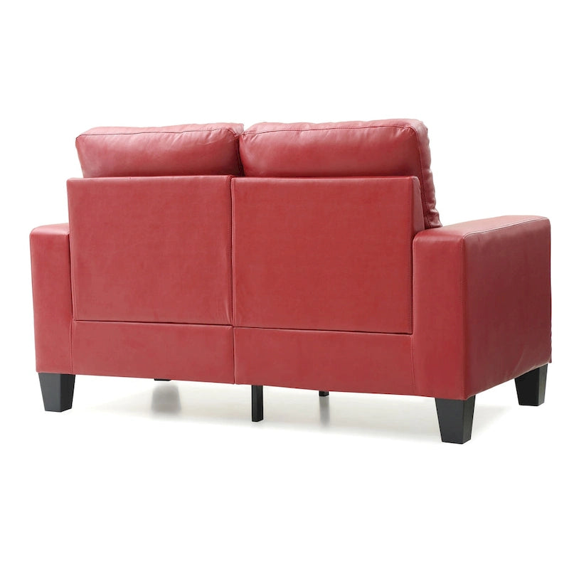 Canapé droit en similicuir à accoudoirs évasés de 58 po de large – 32L x 58W x 36H