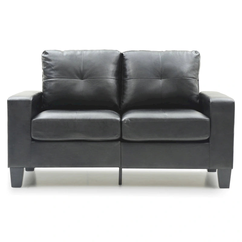 Canapé droit en similicuir à accoudoirs évasés de 58 po de large – 32L x 58W x 36H
