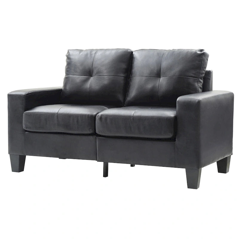 Canapé droit en similicuir à accoudoirs évasés de 58 po de large – 32L x 58W x 36H