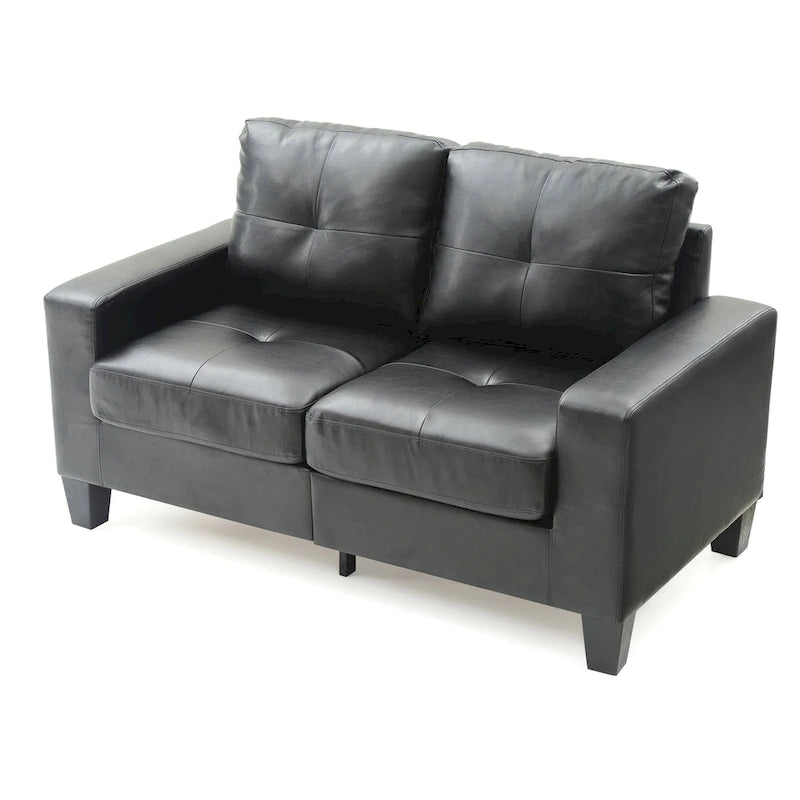Canapé droit en similicuir à accoudoirs évasés de 58 po de large – 32L x 58W x 36H