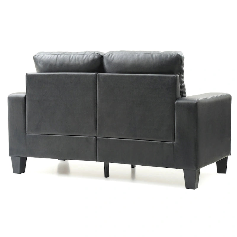 Canapé droit en similicuir à accoudoirs évasés de 58 po de large – 32L x 58W x 36H