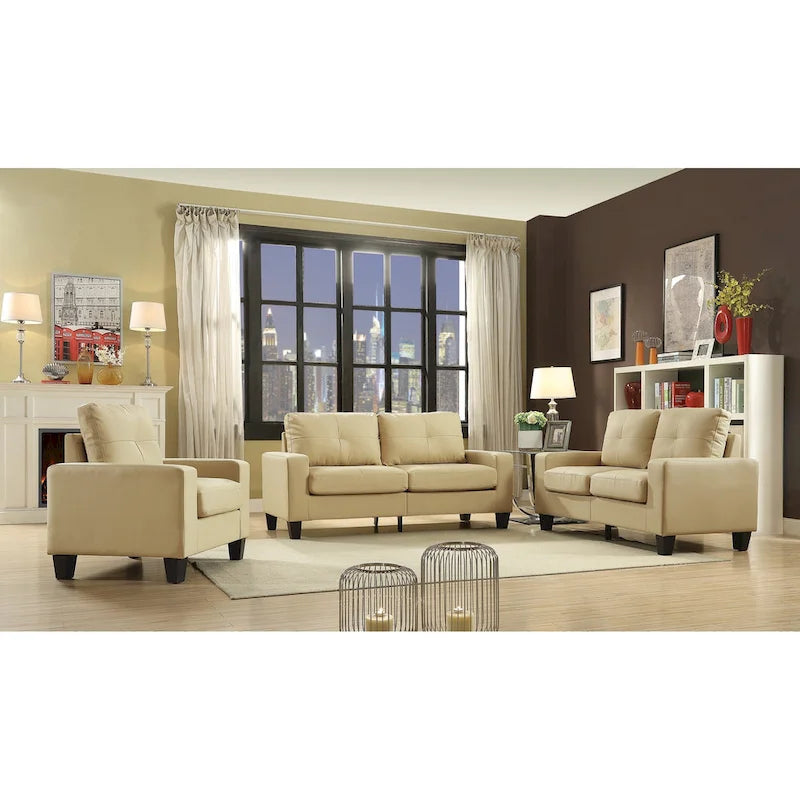Canapé droit en similicuir à accoudoirs évasés de 58 po de large – 32L x 58W x 36H