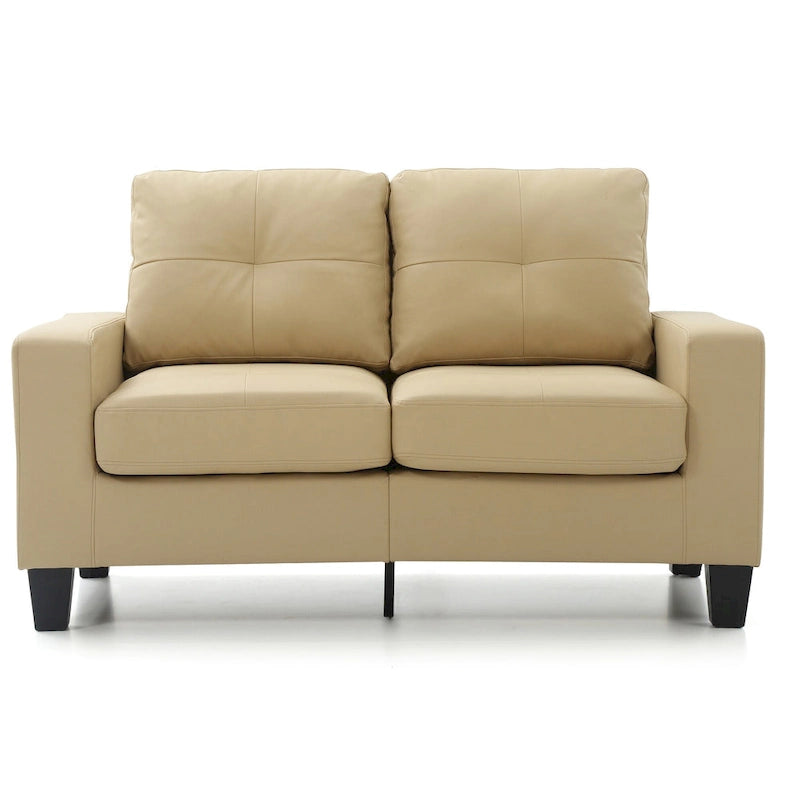 Canapé droit en similicuir à accoudoirs évasés de 58 po de large – 32L x 58W x 36H