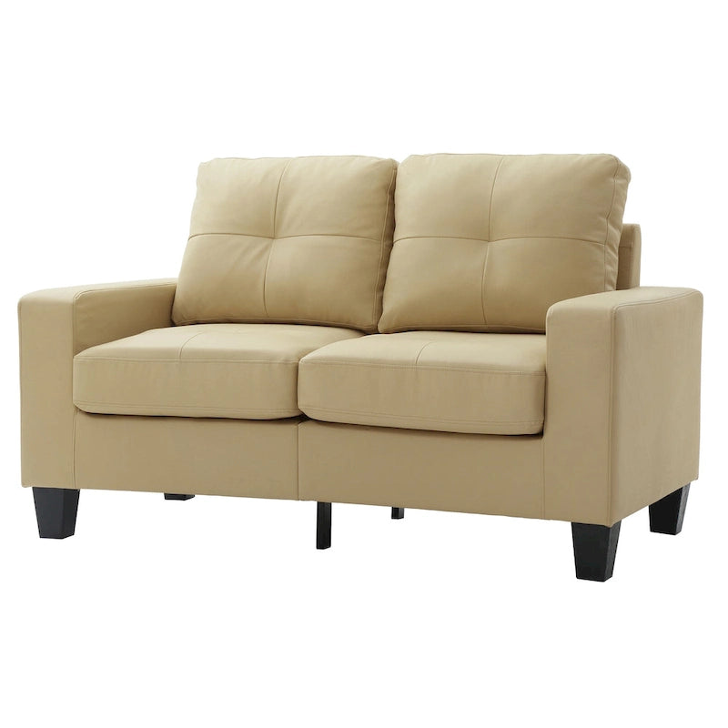 Canapé droit en similicuir à accoudoirs évasés de 58 po de large – 32L x 58W x 36H