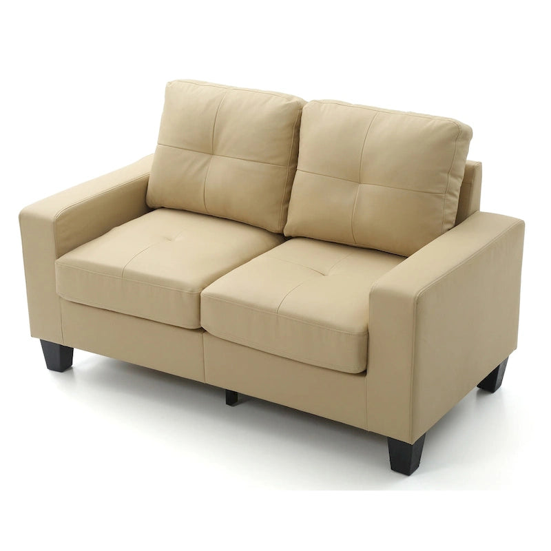 Canapé droit en similicuir à accoudoirs évasés de 58 po de large – 32L x 58W x 36H