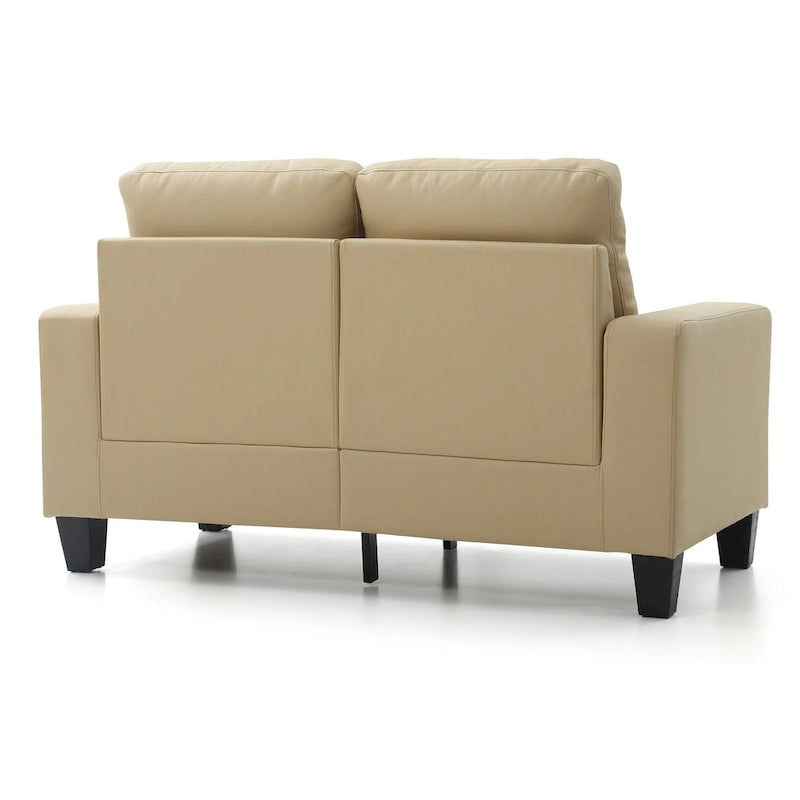 Canapé droit en similicuir à accoudoirs évasés de 58 po de large – 32L x 58W x 36H