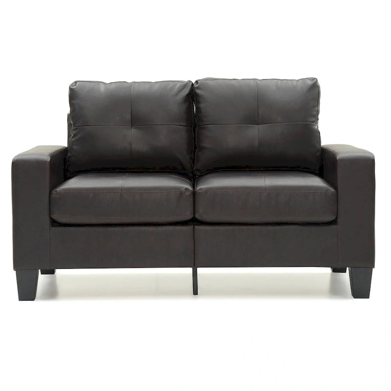 Canapé droit en similicuir à accoudoirs évasés de 58 po de large – 32L x 58W x 36H