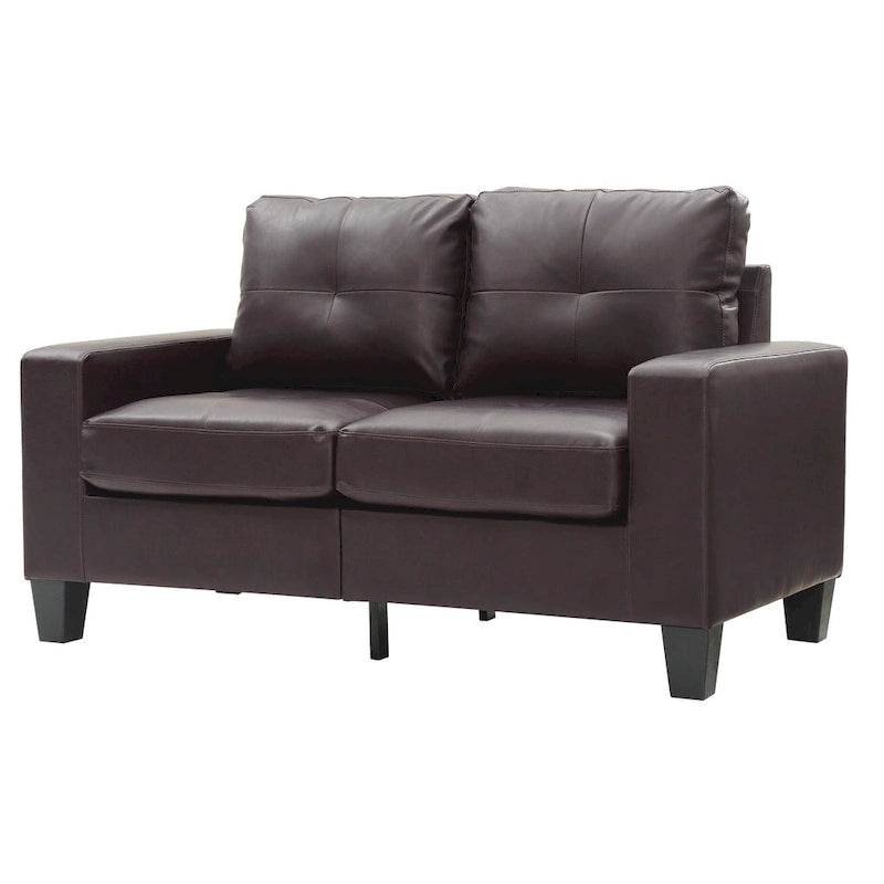 Canapé droit en similicuir à accoudoirs évasés de 58 po de large – 32L x 58W x 36H