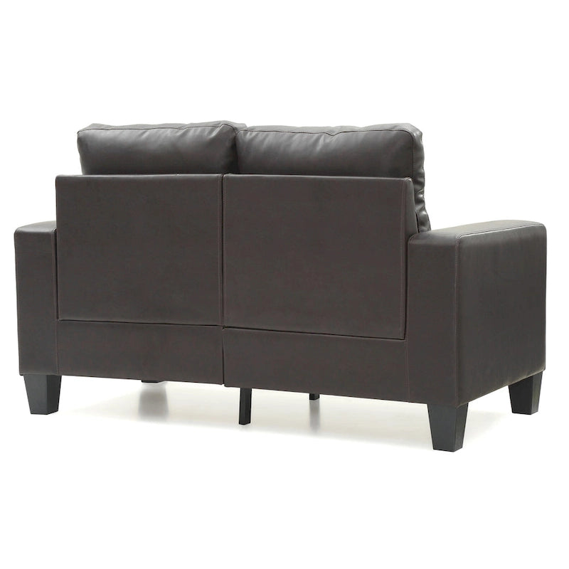 Canapé droit en similicuir à accoudoirs évasés de 58 po de large – 32L x 58W x 36H