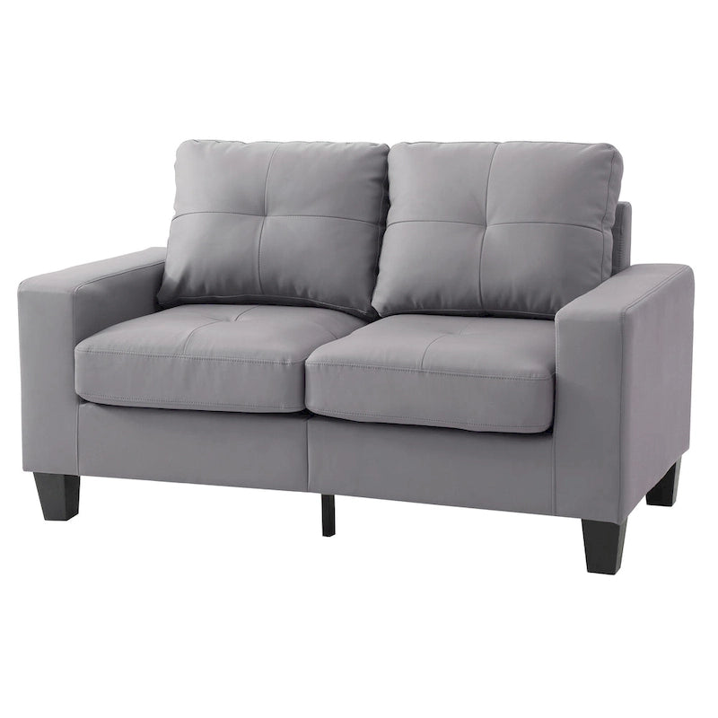 Canapé droit en similicuir à accoudoirs évasés de 58 po de large – 32L x 58W x 36H