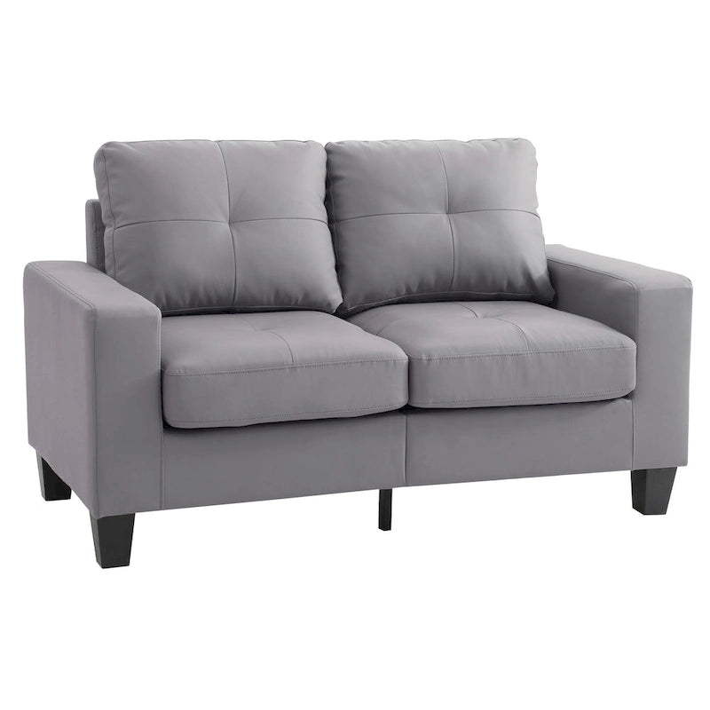 Canapé droit en similicuir à accoudoirs évasés de 58 po de large – 32L x 58W x 36H
