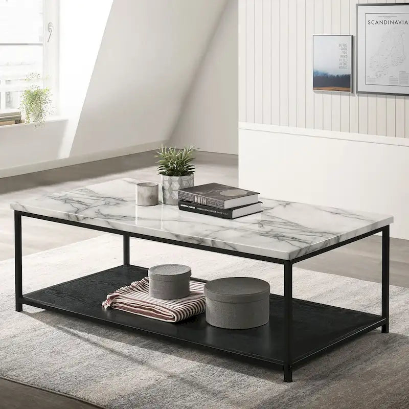 Table basse contemporaine en bois à 1 étagère de 119 cm