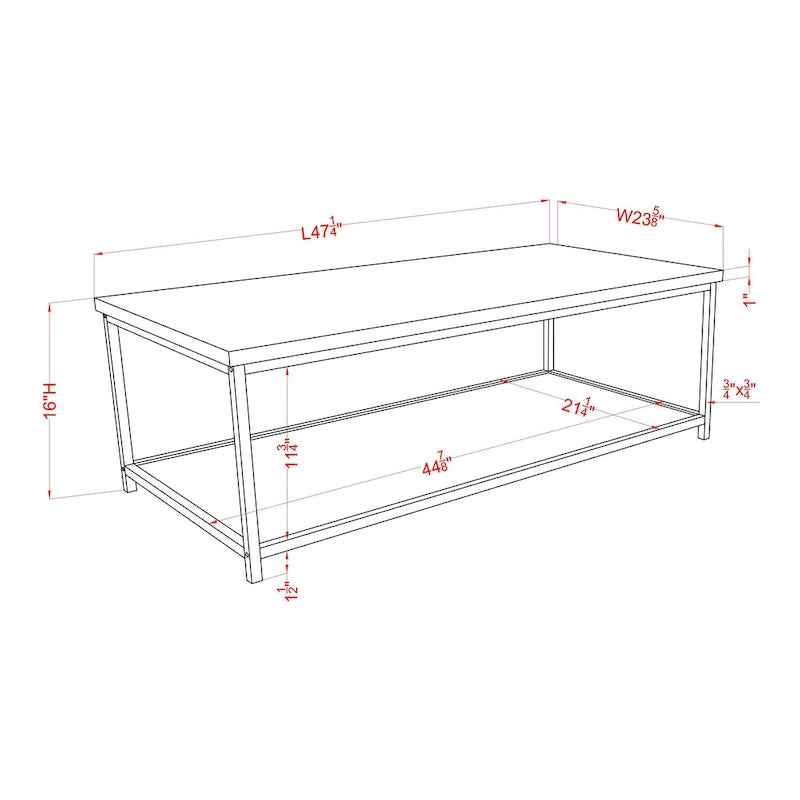 Table basse contemporaine en bois à 1 étagère de 119 cm
