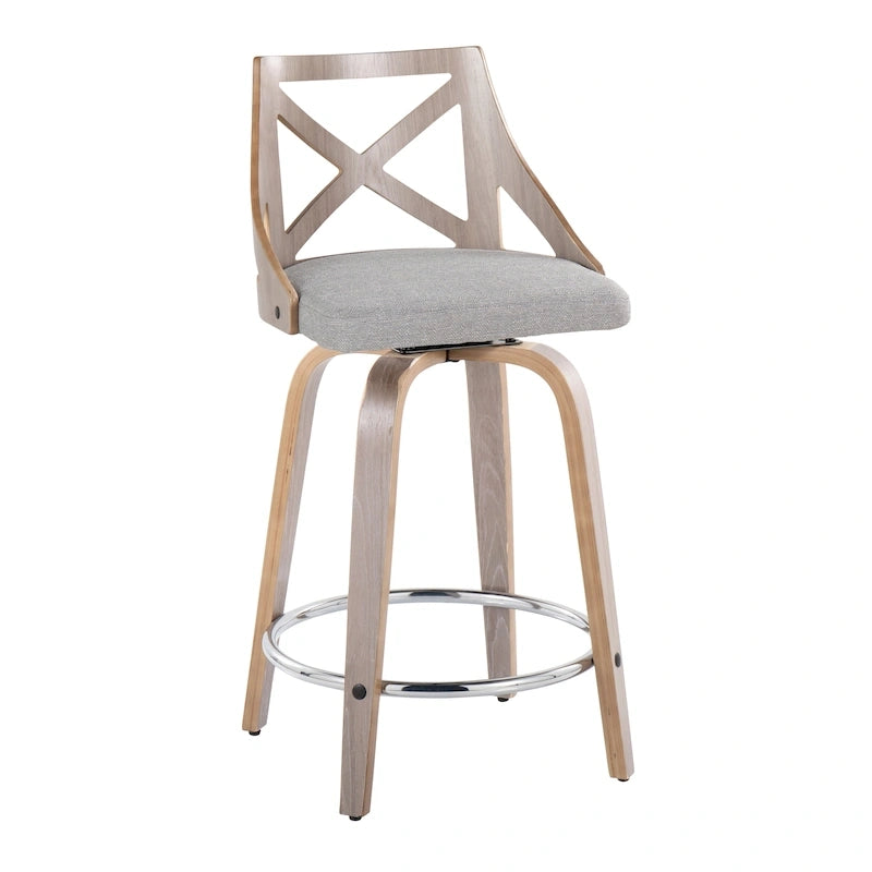 Tabouret de bar à hauteur fixe de 24 po avec pieds en bois courbé (paquet de 2)