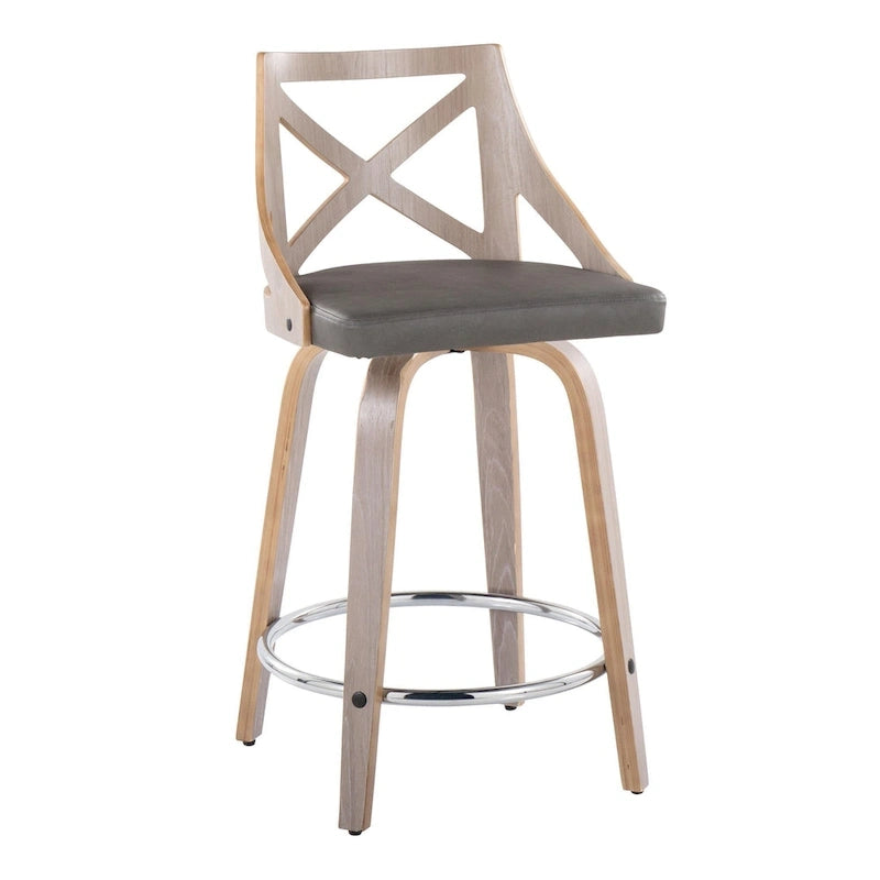 Tabouret de bar à hauteur fixe de 24 po avec pieds en bois courbé (paquet de 2)