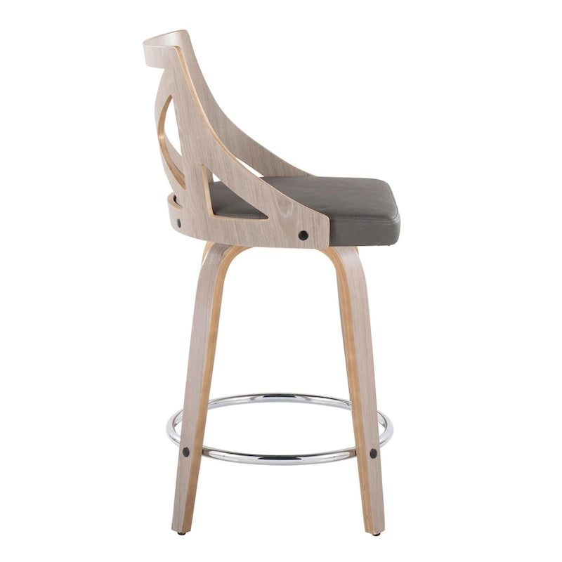 Tabouret de bar à hauteur fixe de 24 po avec pieds en bois courbé (paquet de 2)