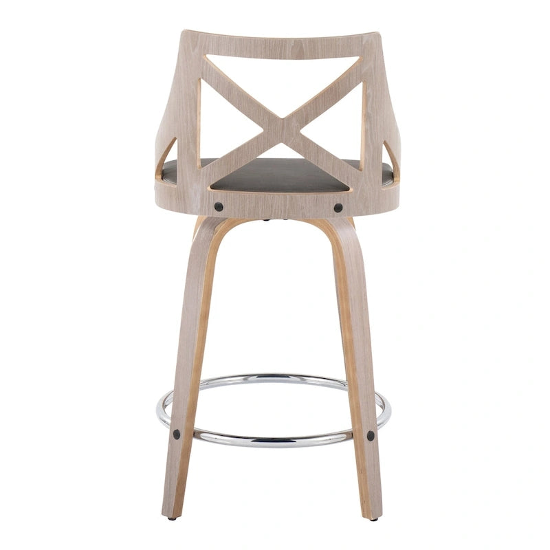 Tabouret de bar à hauteur fixe de 24 po avec pieds en bois courbé (paquet de 2)