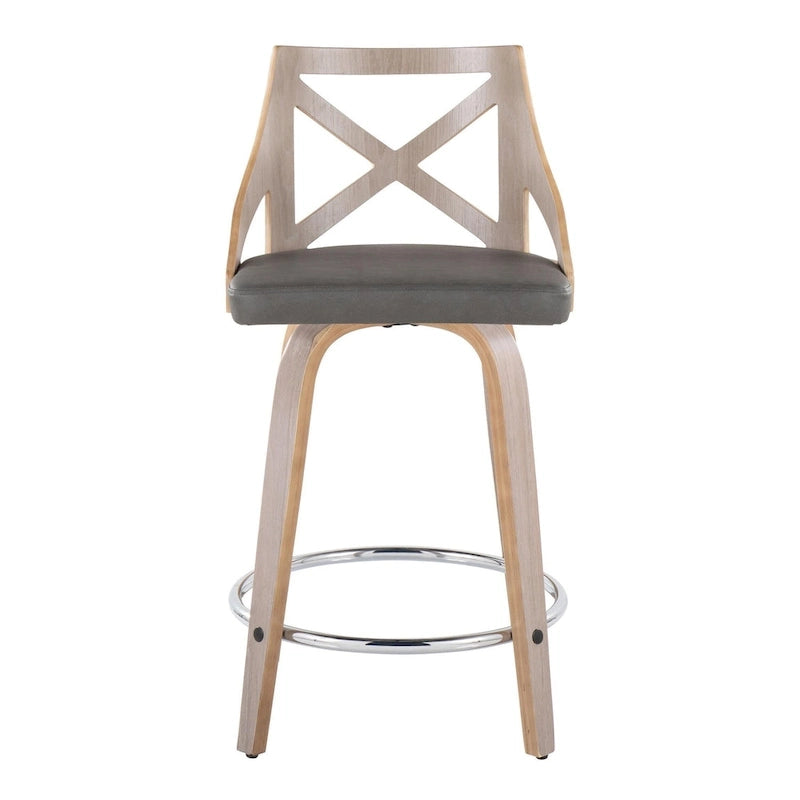 Tabouret de bar à hauteur fixe de 24 po avec pieds en bois courbé (paquet de 2)