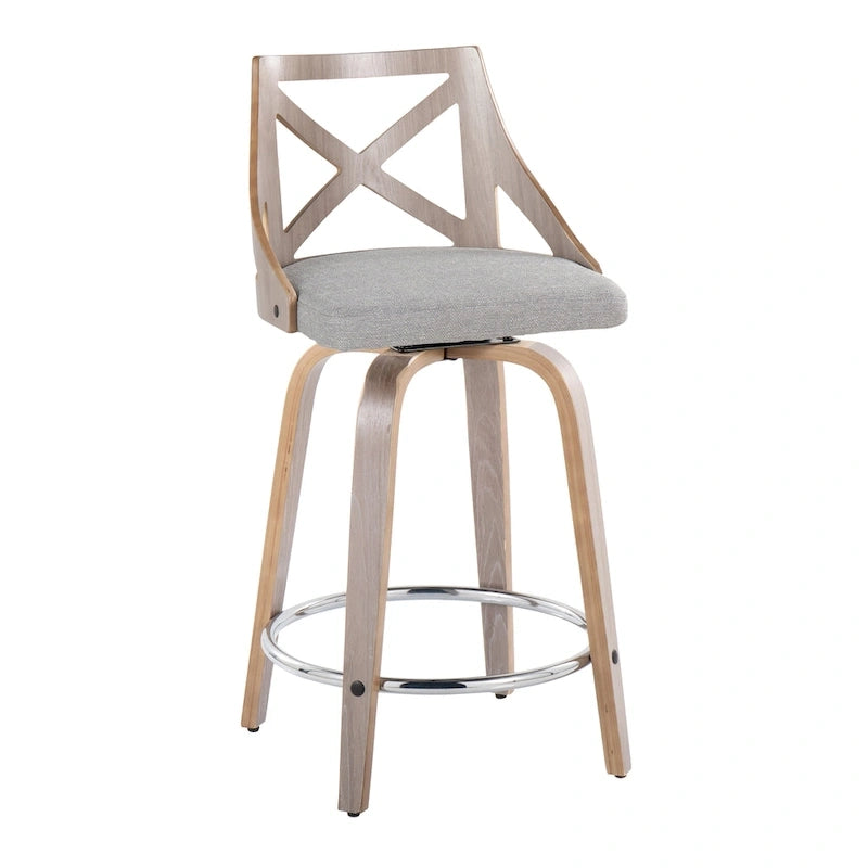 Tabouret de bar à hauteur fixe de 24 po avec pieds en bois courbé (paquet de 2)