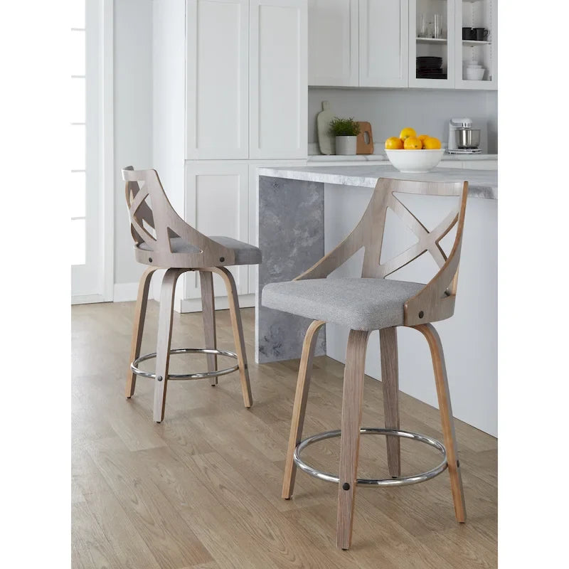 Tabouret de bar à hauteur fixe de 24 po avec pieds en bois courbé (paquet de 2)