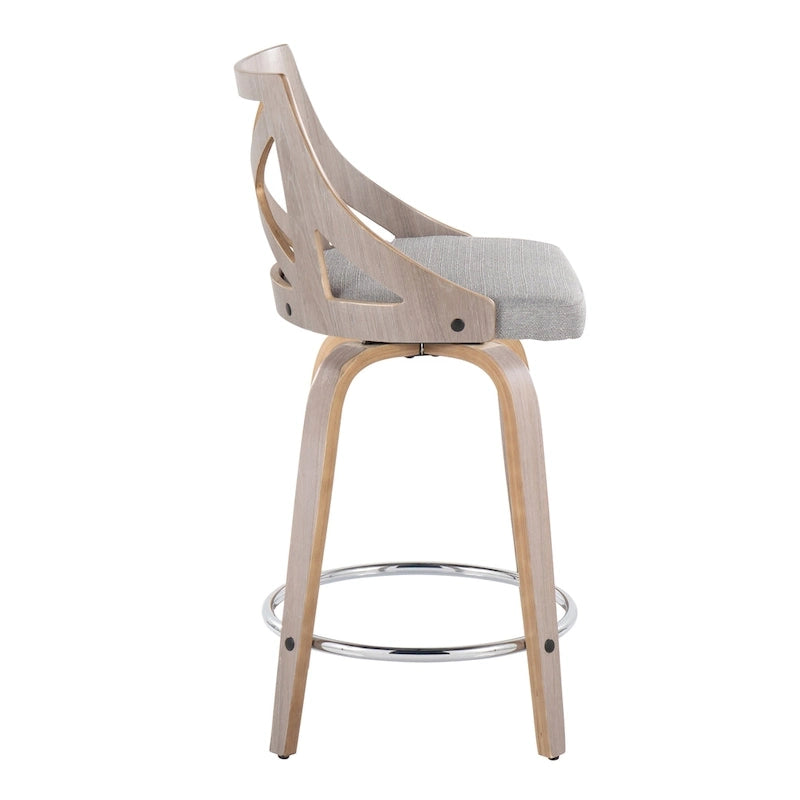 Tabouret de bar à hauteur fixe de 24 po avec pieds en bois courbé (paquet de 2)
